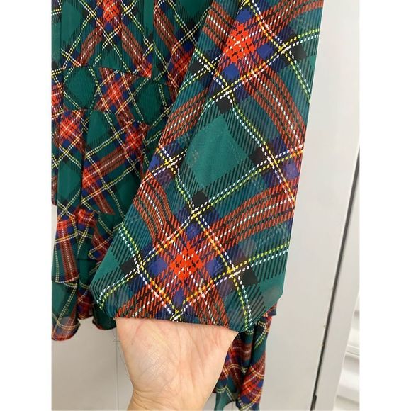 Cato NWT Smocked Waist Plaid Green Red Holiday Dress, Size XL, MSRP $69 - Picture 4 of 13